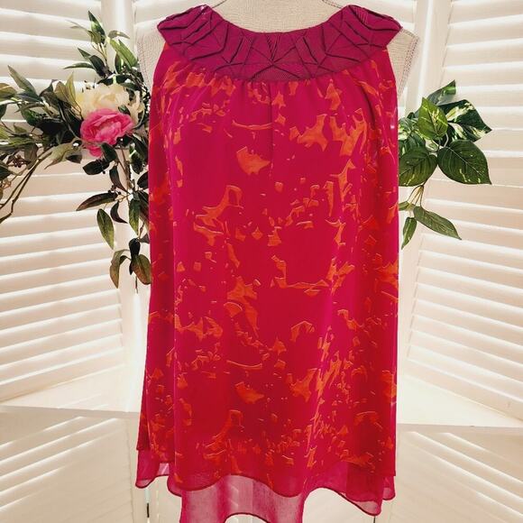 CABI PINK ORANGE SLEEVELESS TUNIC LINED SIZE SMALL - Picture 1 of 7